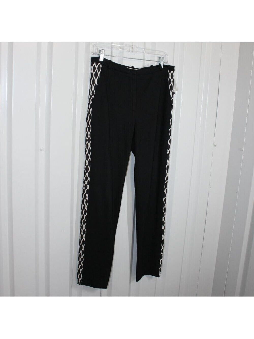 Giorgio Grati Women's Trouser Pants Black Side Lattice Design Size IT44 US 8 NWT